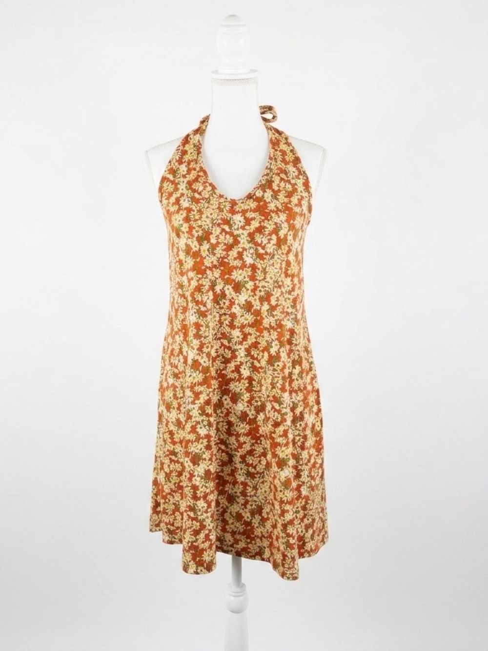Toad&Co Plumeria Halter Dress Mango Daisy Field Floral Organic Cotton Large